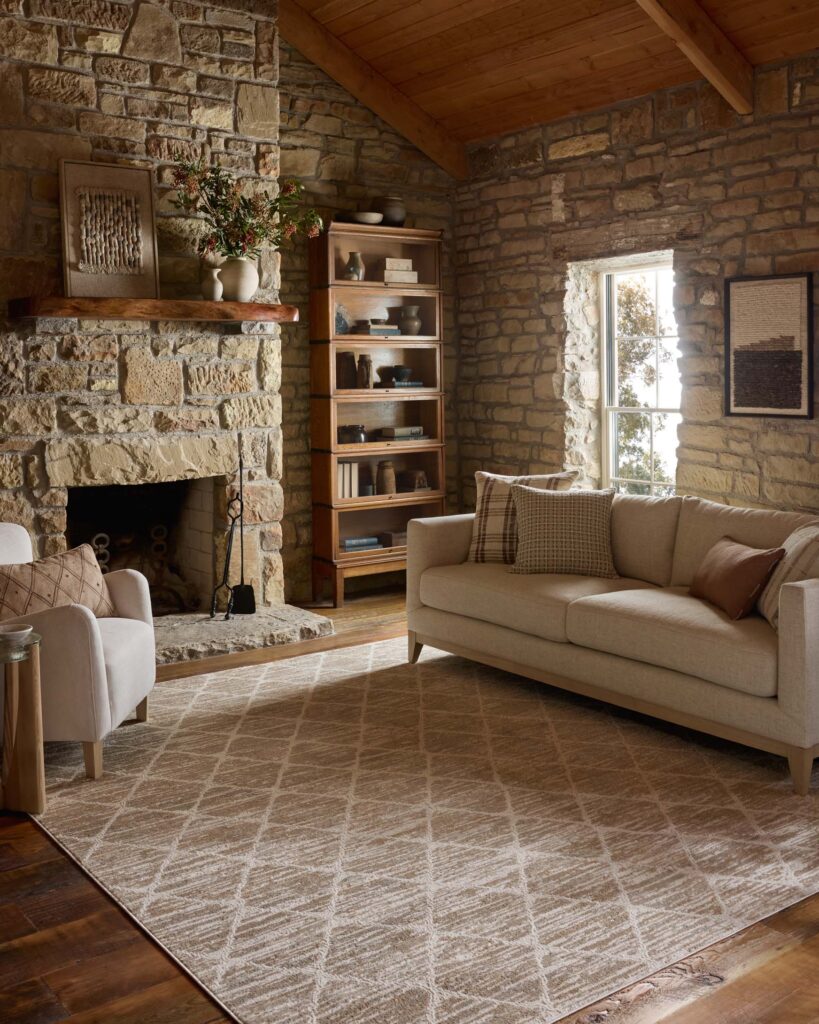 A hand-knotted rug in a Sarasota living room